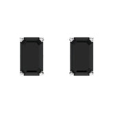 14K White Natural Black Onyx Earrings